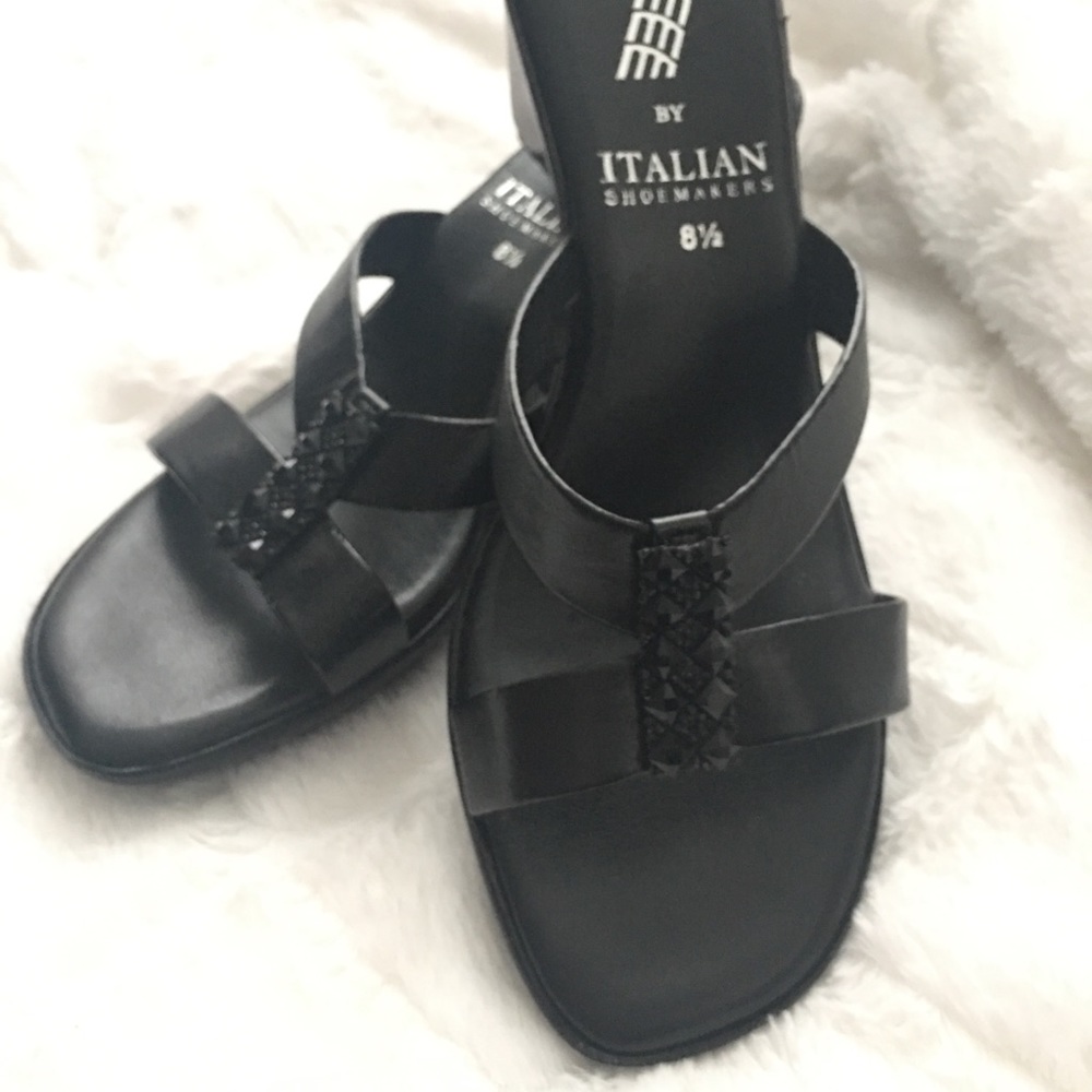 Never worn. Black Italian leather sandals.